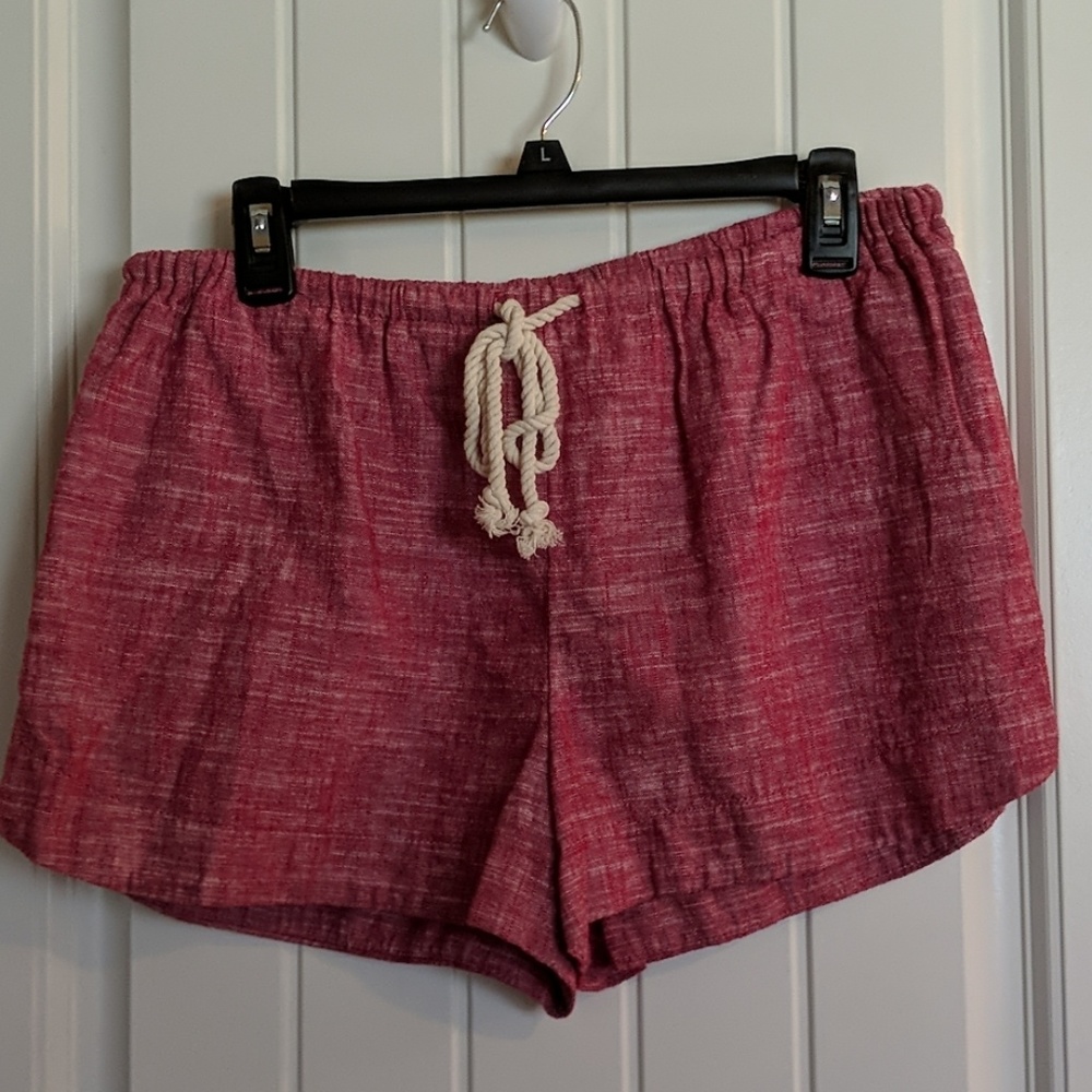 Red linen shorts